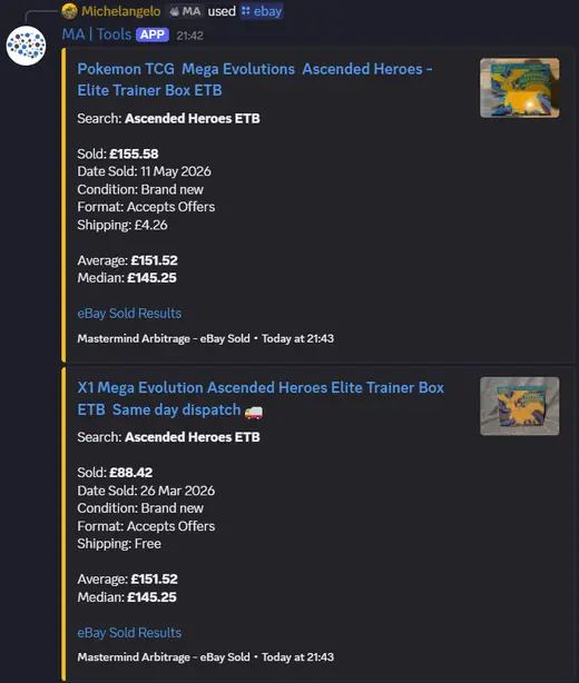 Real Mastermind eBay sold-results research output