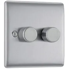 BG Electrical brushed steel double dimmer switch